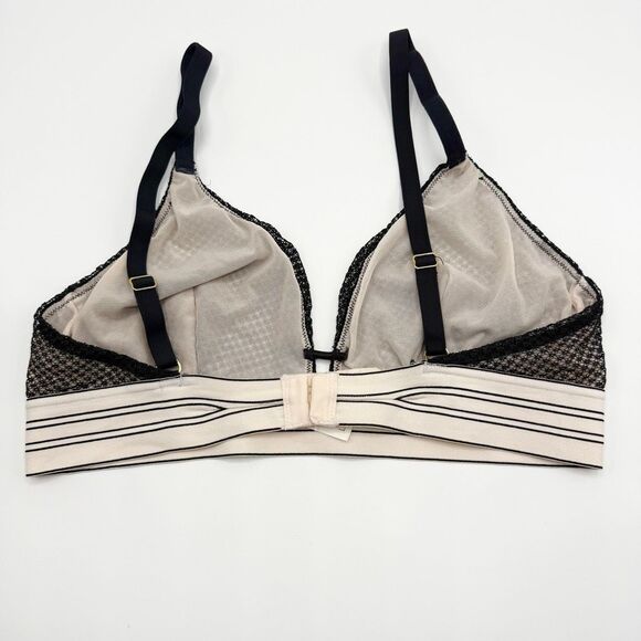 Lively Lace Mesh Black Triangle Dual Clasp Bralette - US Women’s L - Picture 4 of 8